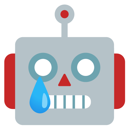 robot sticker: sad